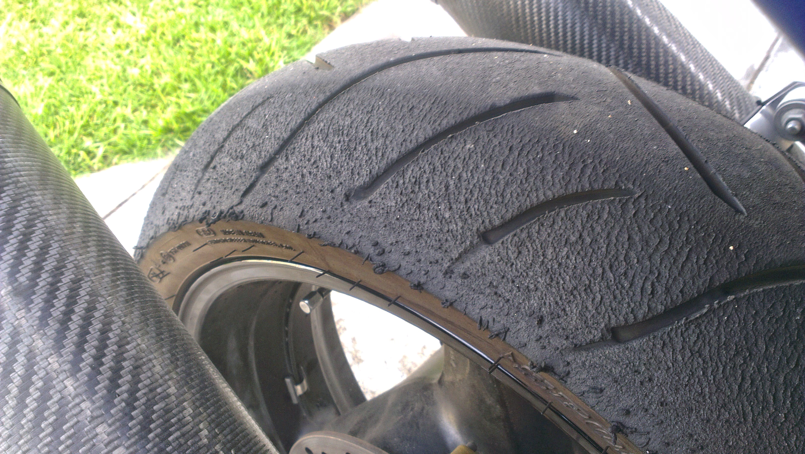 Abused rear tyre